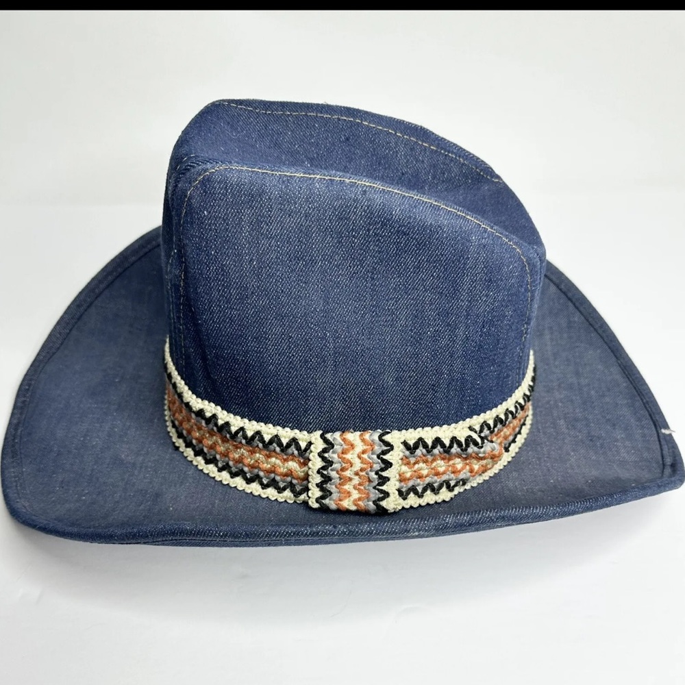 Vintage Bailey U-Rollit Blue Denim Western Cowboy Hat Size Large 7 1/4